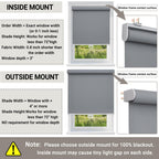 Light Filtering Roller Shades for Indoor Windows, 14" W x 72" H, Grey