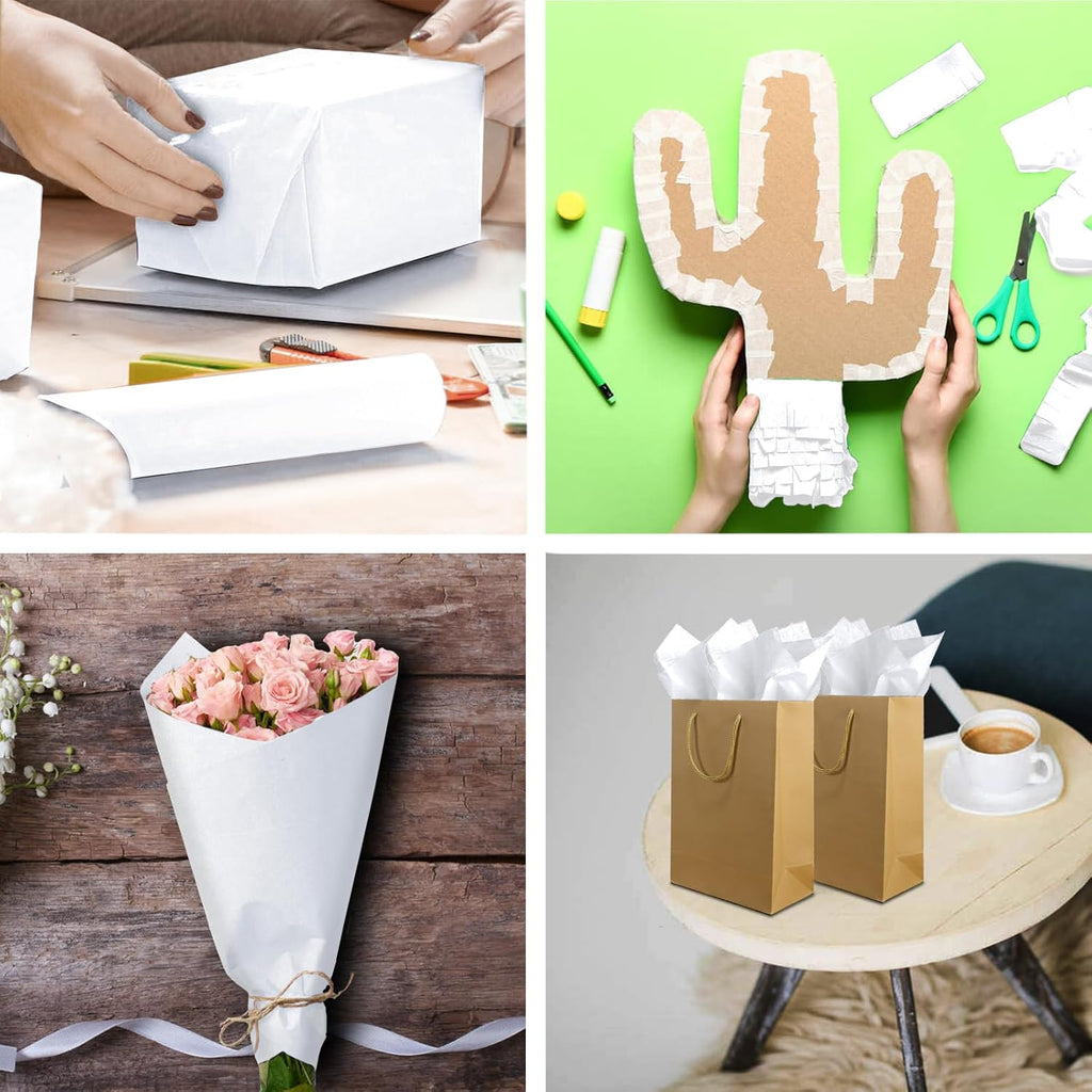 100 Sheets White Tissue Paper 20x14 Inches