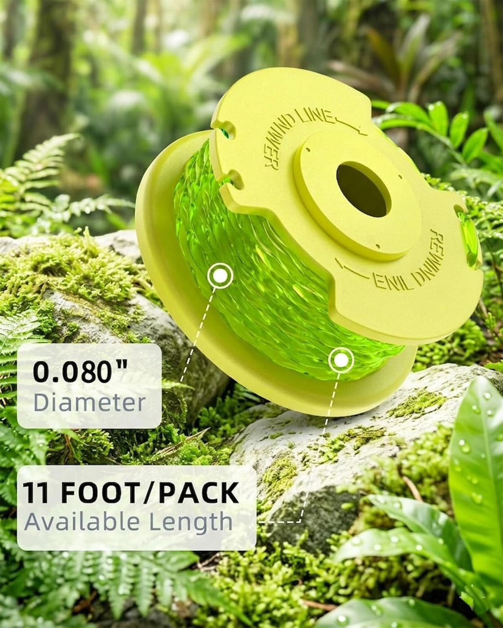 0.080" Weed Wacker String Replacement Compatible with Ryobi ONE+, AC80RL3 | Auto Feed Pre-loaded String Trimmer