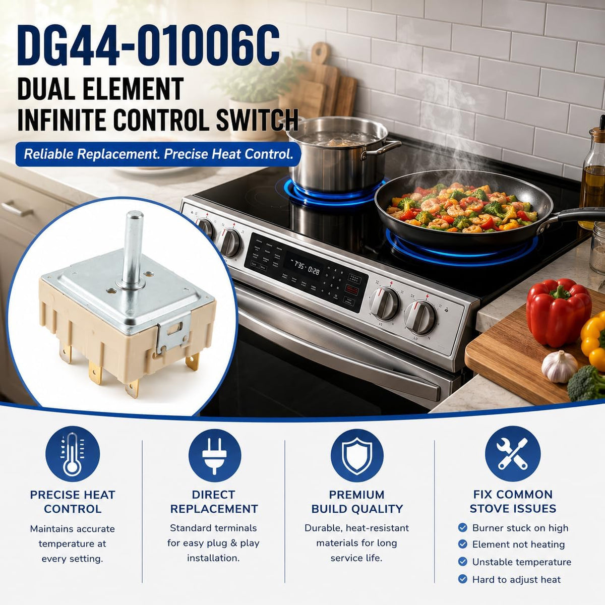 DG44-01006C Range Infinite Switch Compatible with Samsung Stove, PER001-12D