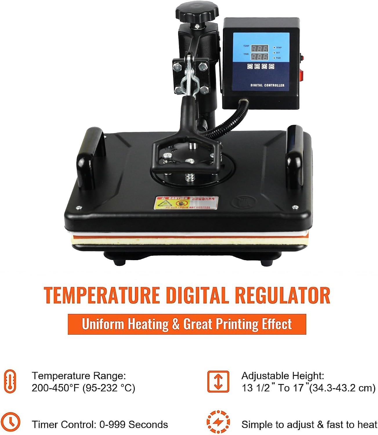 Upgraded 15 in 1 Heat Press Machine for T-Shirts,Hats,Mugs,Pens &More 12x15 Inch Heat Press 360-Degree Rotation Swing