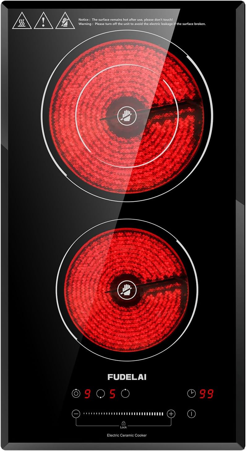 2-Burner Electric Cooktop, 3200W 240V Ceramic Hot Plate