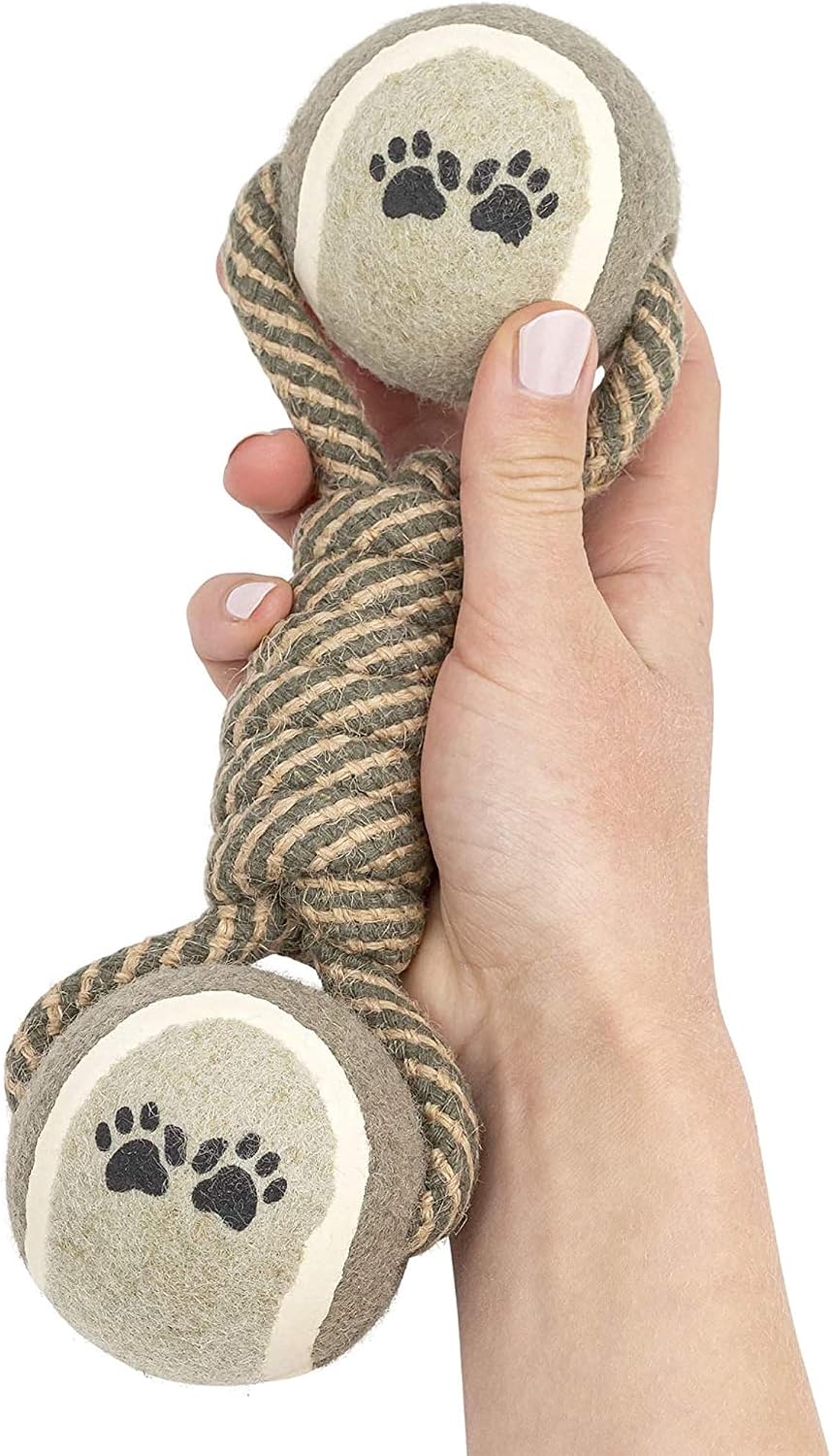 Dog Rope Chew Toy with Tennis Balls – Durable Dental Tug Toy for Puppies & Small to Large Dogs