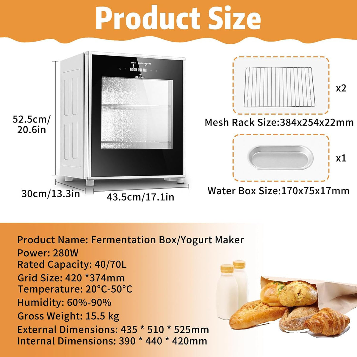Commercial Baking Proofer Cabinet, 40/70L Proofing Box. 40L