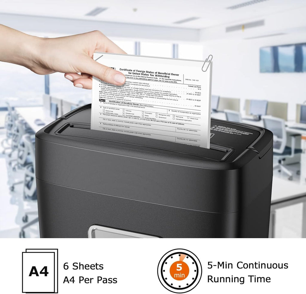 6-Sheet Micro Cut Paper Shredder for Home, P-4 Security Level | Shreds Credit Cards, Mail, Staples & Paper Clips