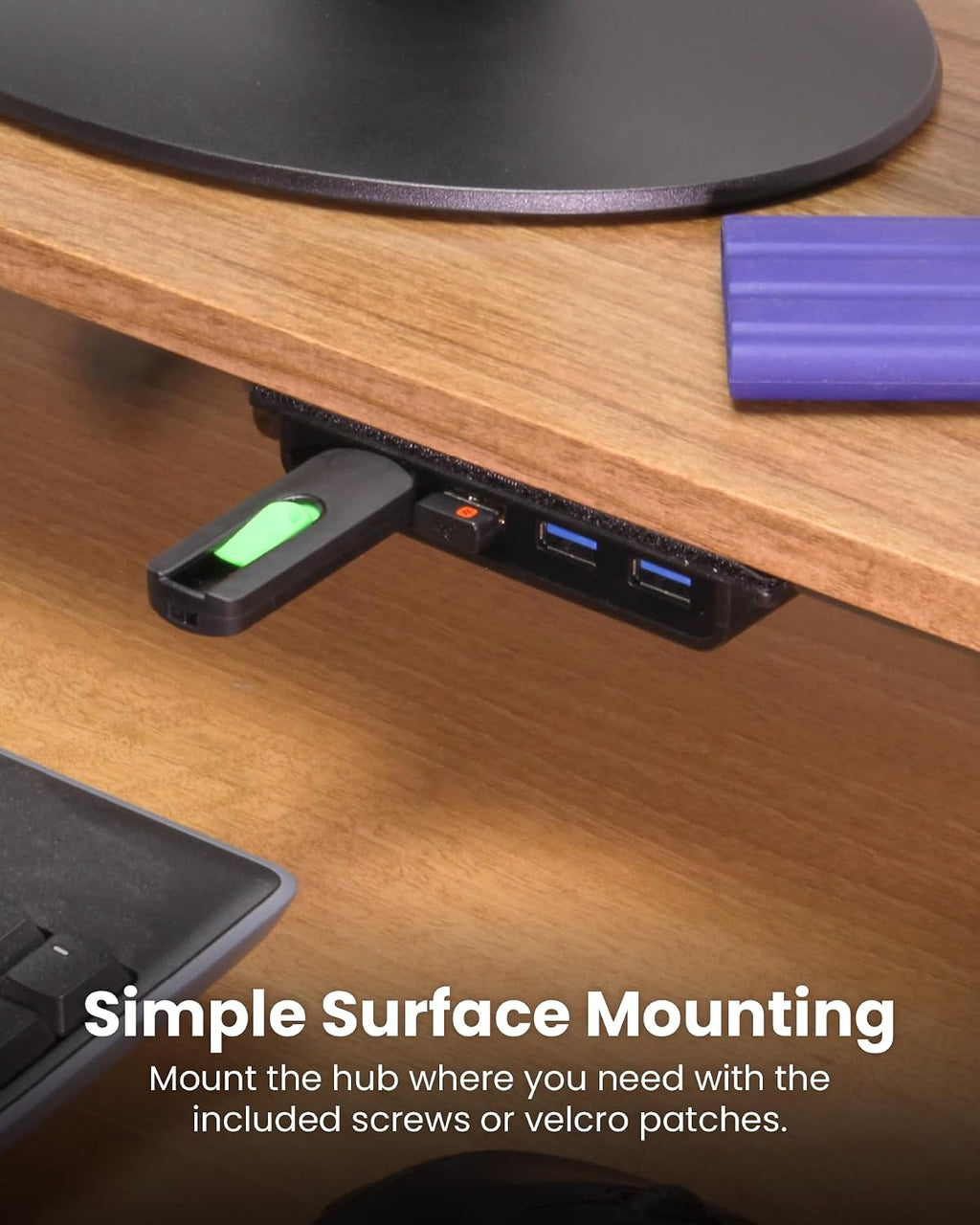 4-Port USB-C Portable Hub w/ 3.3ft Cable, 10Gbps Transfer for Laptops, Phones, Hard Drives & More