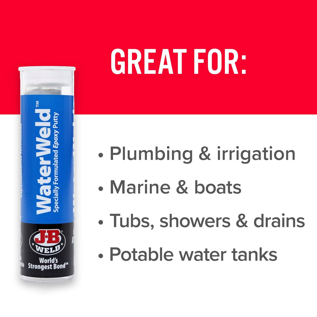 J-B Weld 8277 WaterWeld Epoxy Putty Stick - 2 oz.