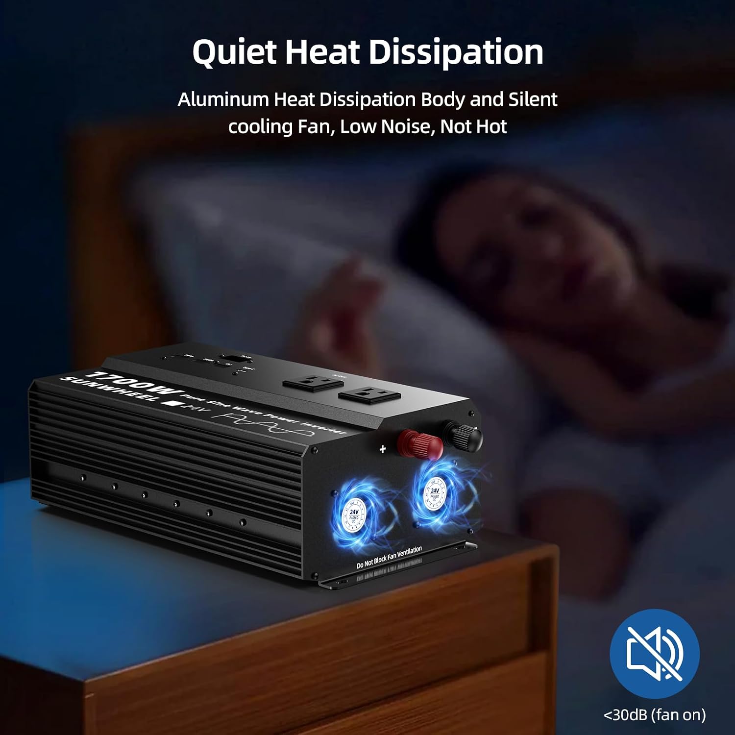1700W 24V Pure Sine Wave Inverter, 24 Volt Power Inverter | 24V DC to 110V/120V AC for RV、Off Grid、Truck、Power Outage