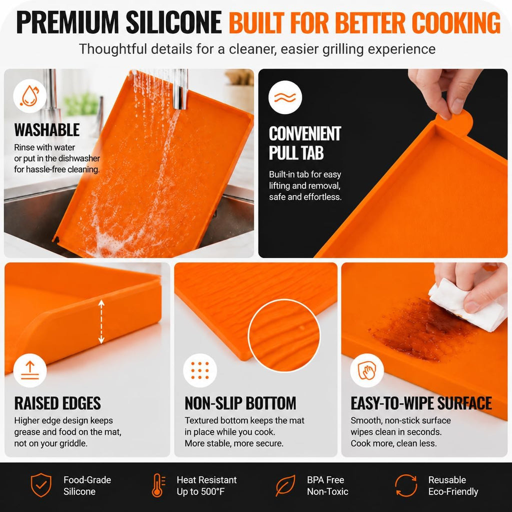 Silicone Griddle Mat for Cuisinart 36" Propane Griddle, Heat Resistant Non Stick Flat Top Grill Mat, Reusable