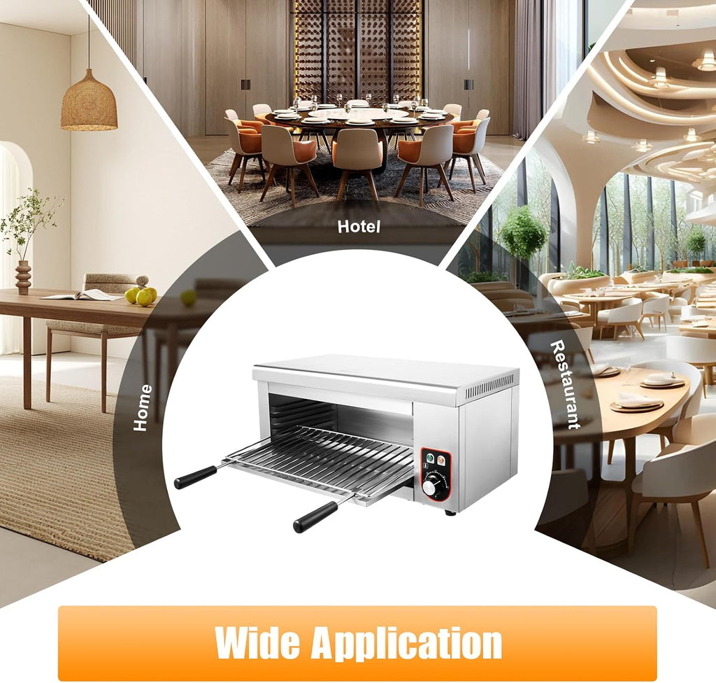 Electric Cheese Melter Cheesemelter Grill, 110V 1500W Commercial Stainless Steel Countertop Salamander Broiler