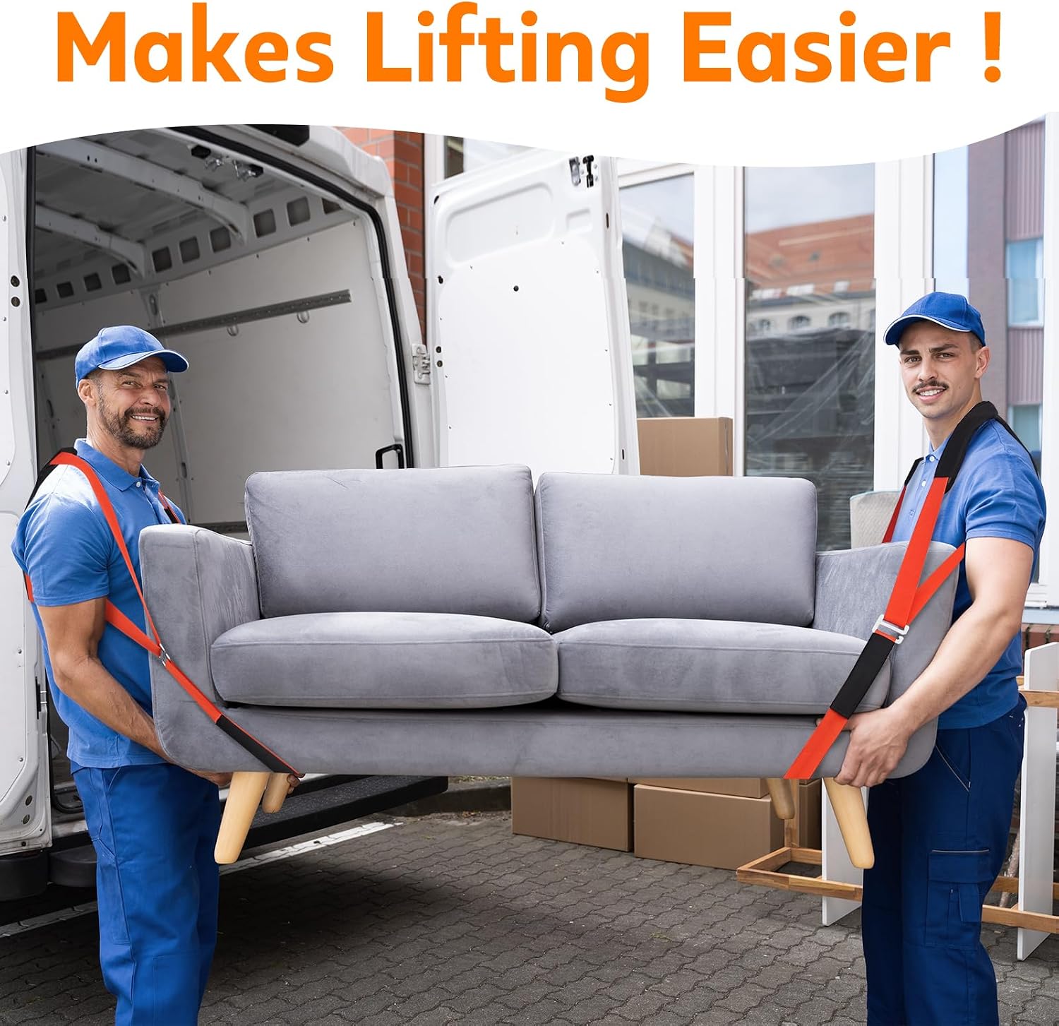 Moving Straps for Lifting Heavy Furniture: 2-Person Lifting & Moving System | High-density nylon, padded shoulders
