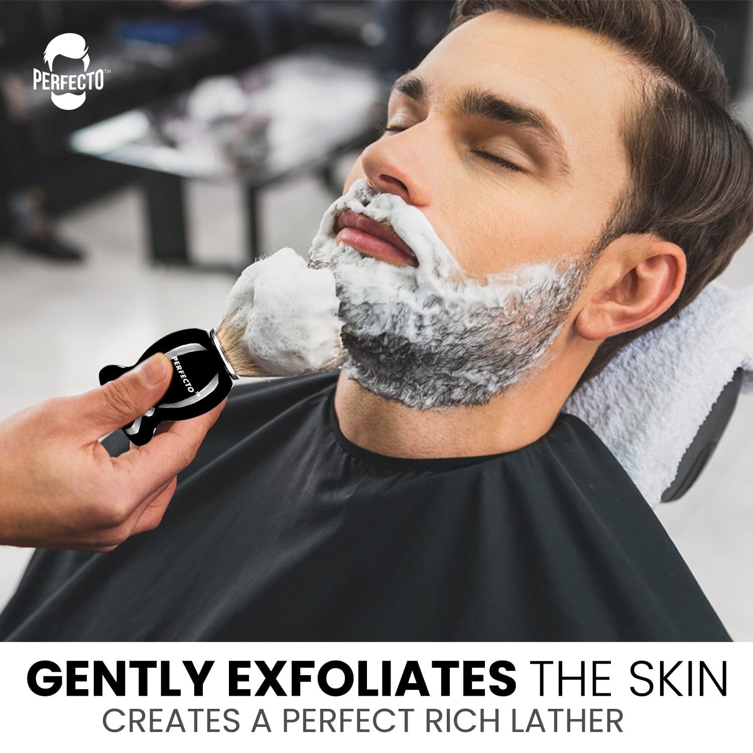 100% Pure Badger Shaving Brush-Black Handle- Engineered for The Best Shave of Your Life. for, Safety Razor, Double