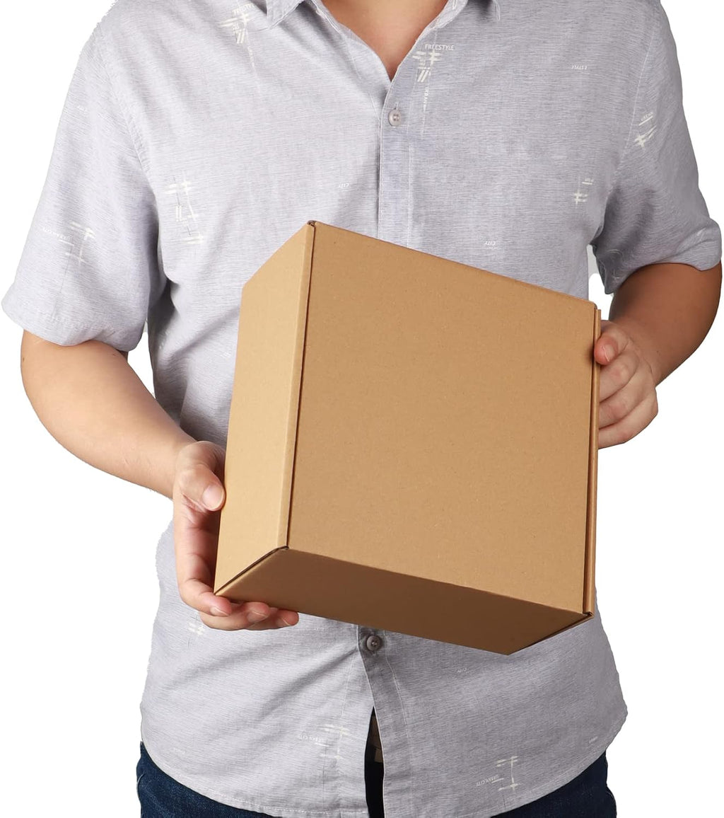 25 Pack 8x8x4 inch Cardboard Shipping Boxes, Brown Gift Boxes