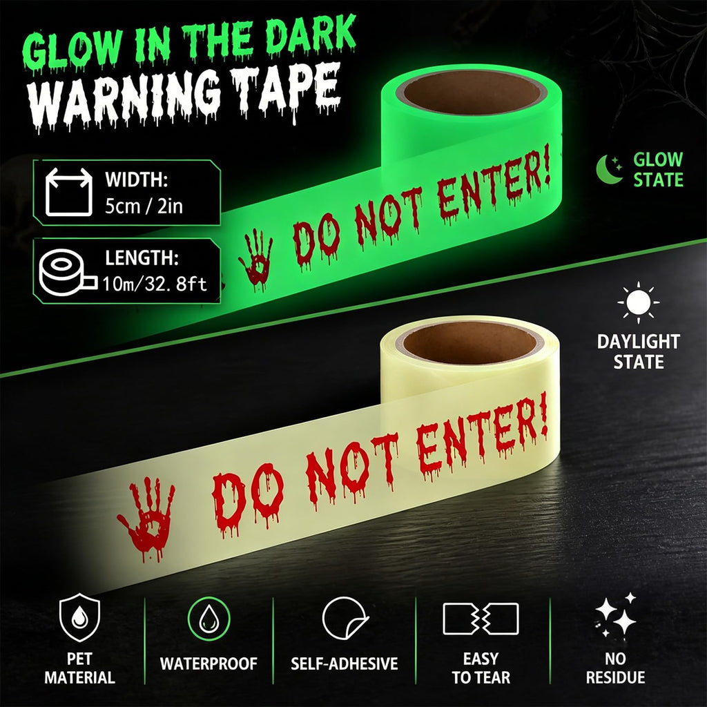 Glow in The Dark Halloween Decorations Caution Tape Do Not Enter Tape