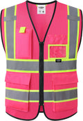 Safety Vest for men women Reflective Vest with Pockets and Zipper High Visibility Vests BX340