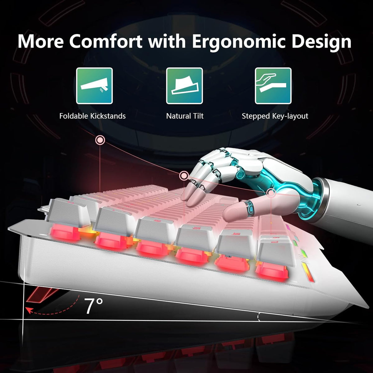 Gaming Keyboard, T102 104 Keys Keyboard and Mouse Combo, USB Wired Computer Keyboards Mechanical Feel Full Size, RGB
