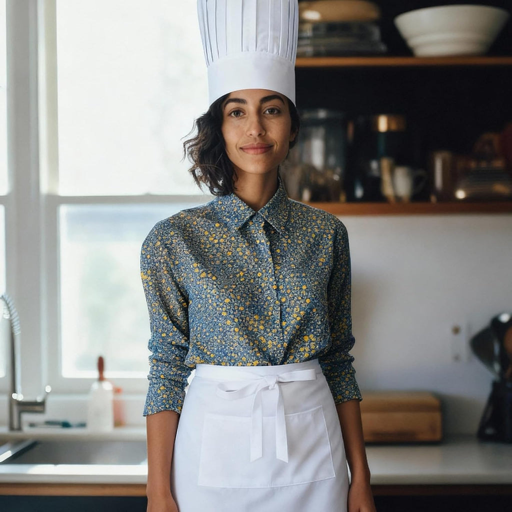 Kitchen Supply Tall Chef Hat and Half Bistro Apron, Adjustable Bib Cooking Aprons Baker Kitchen Cooking for Women Men