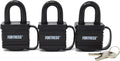1804TRI 1-9/16" Covered Laminated Weatherproof Padlock For Water Resistance; 3 Pack