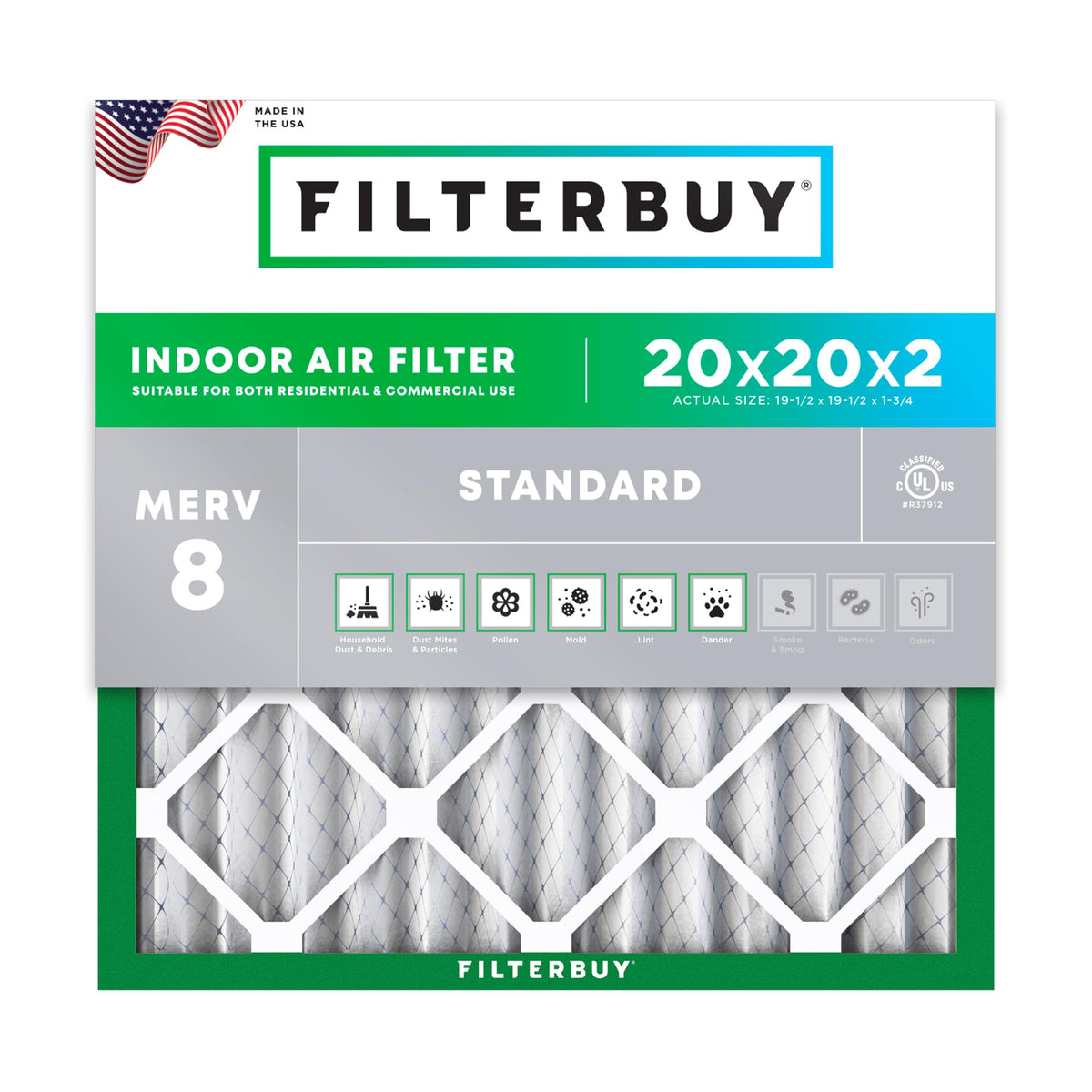 20x20x2 Air Filter MERV 8 Dust & Allergy Defense (1-Pack)