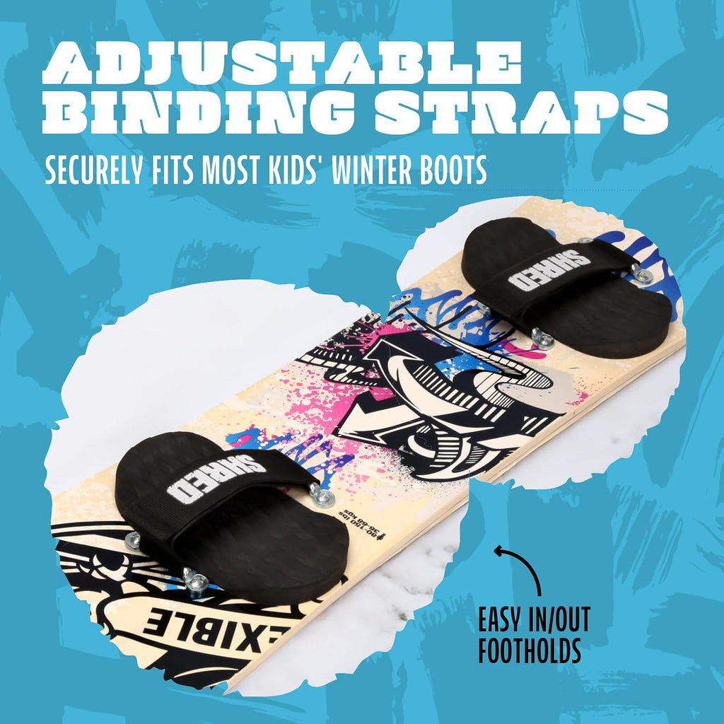 51 Inch Wood Snowboard for Kids & Beginners, Lightweight Engineered Wood Snow Board for Backyard Snowboarding
