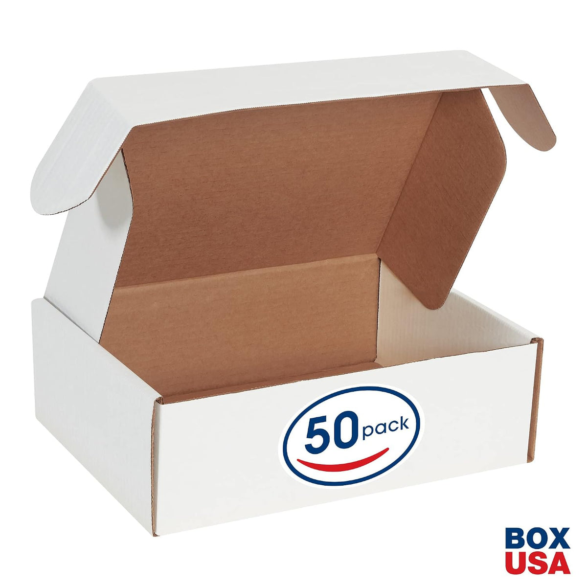 11" Deluxe Shipping Boxes 11 1/8"L x 8 3/4"W x 4"H, 50-Pack - White Box Mailers for Packaging, Storage, Gifts or Bulk