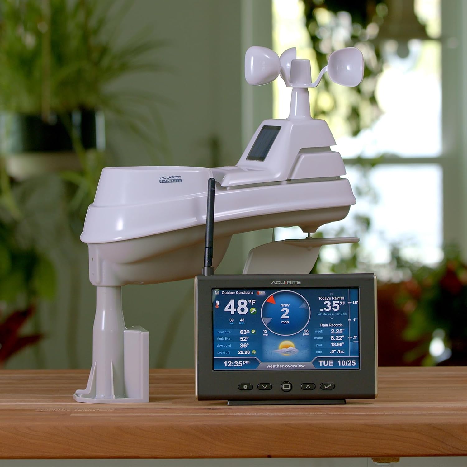 Iris Weather Station with Rain Gauge and Wind Speed/Direction, Indoor Outdoor Thermometer Wireless Outdoor Sensor for