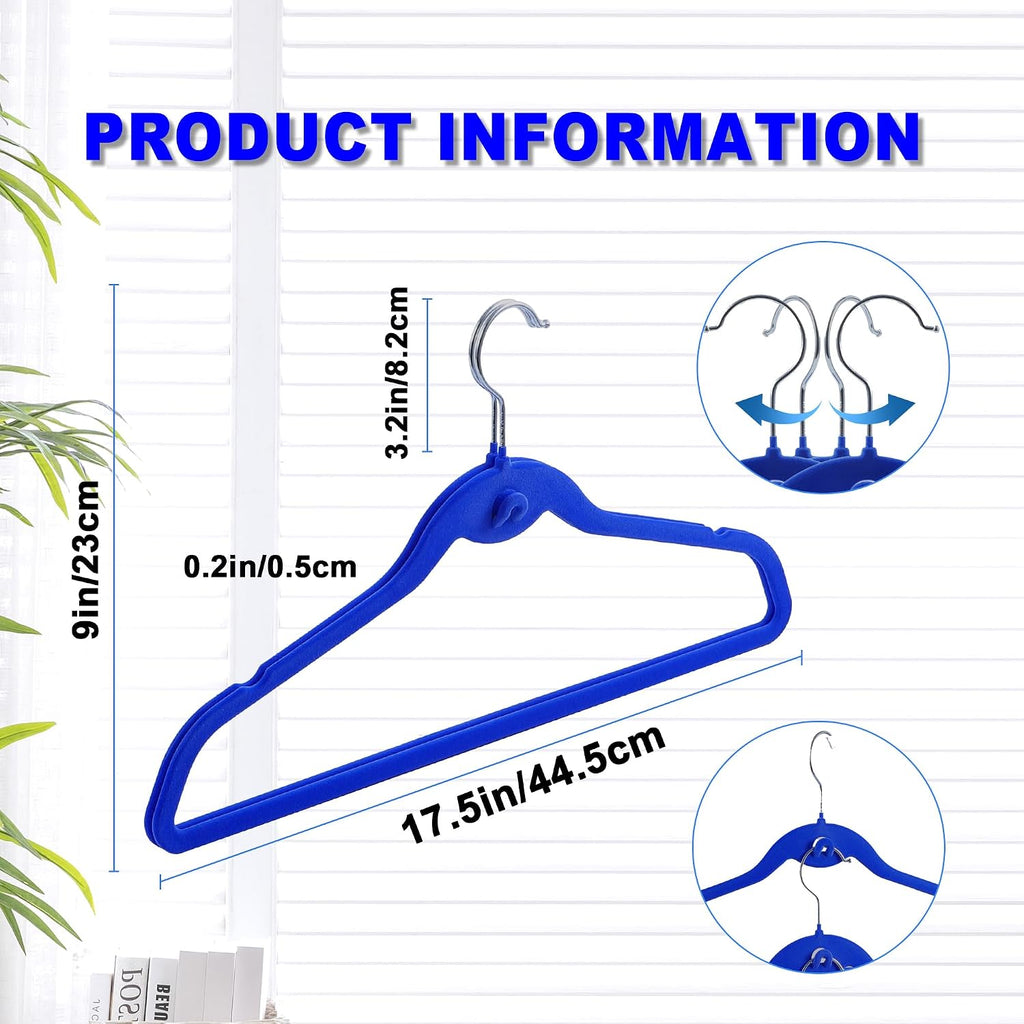 Multi-Color Premium Velvet Hangers with Mini Hooks, Pack of 50, Non Slip, Space Saving Cascading Clothes Hangers, 5