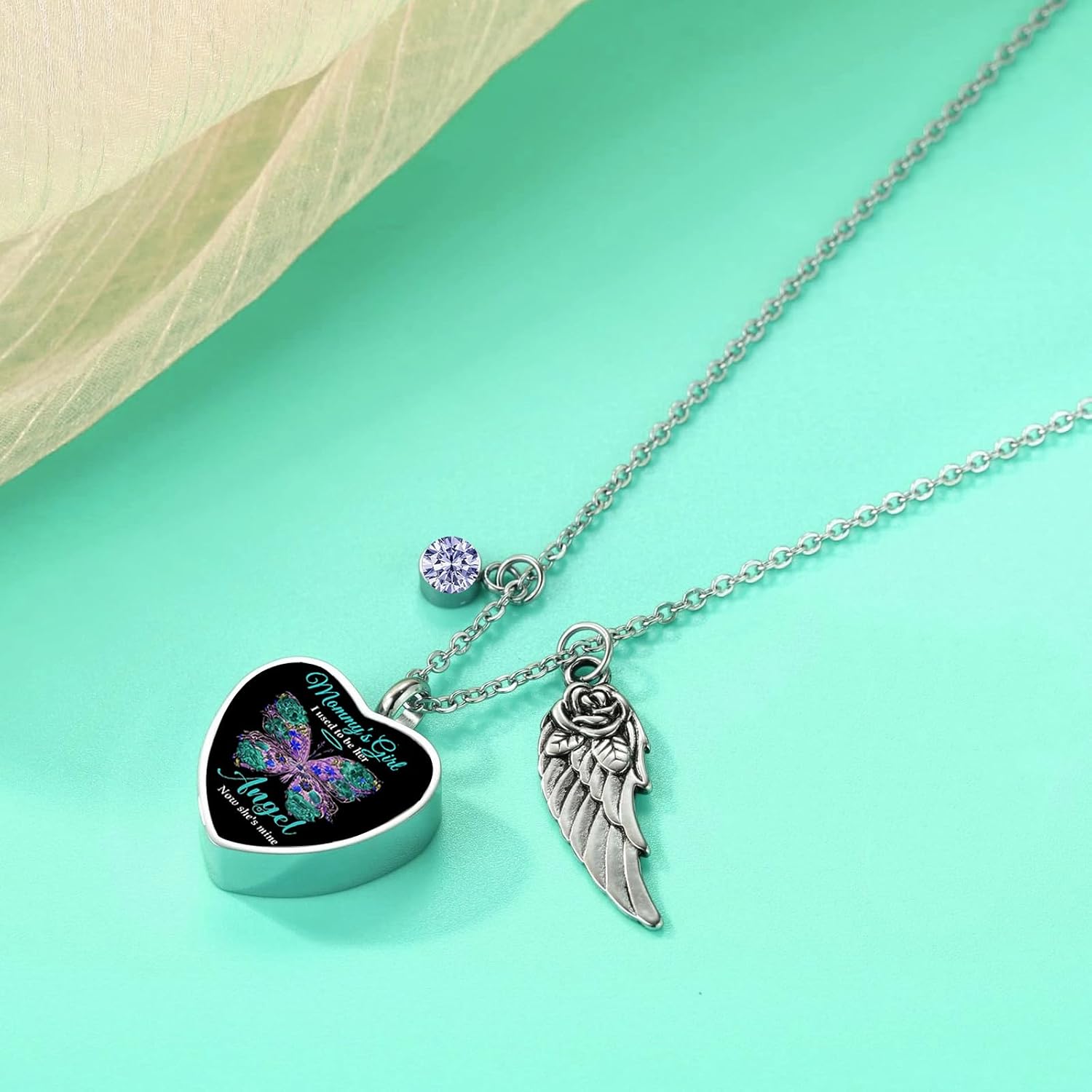 Heart Cremation Jewelry Urn Necklaces for Ashes for Women Stainless Steel Butterfly Cremation Jewelry Human Ashes