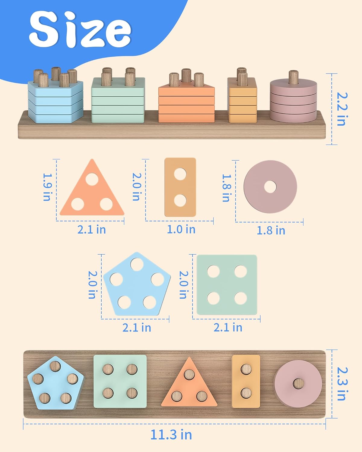 Montessori Toys for 1 2 Year Old Girl and Boy Birthday Gifts | Toddler Toys 1-2 2-3, Shape Sorter, Wooden Block