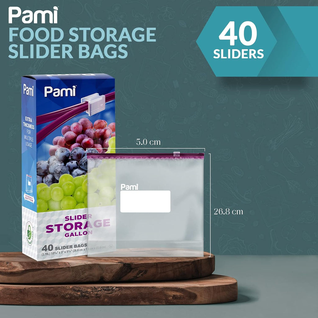 Reusable Slider Gallon Freezer Bags,Expandable Bottom,Leakproof,40 Ct