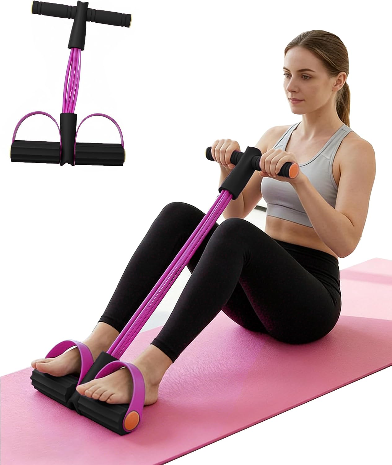 Pedal Resistance Bands with Handles, Multifunction Tension Rope for Arm, Leg, Waist and Shoulder Training