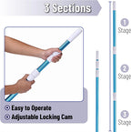 Telescopic Pool Pole, 12Ft, Adjustable 3Piece Expandable Step-Up, Pool Brush Pole for Cleaning