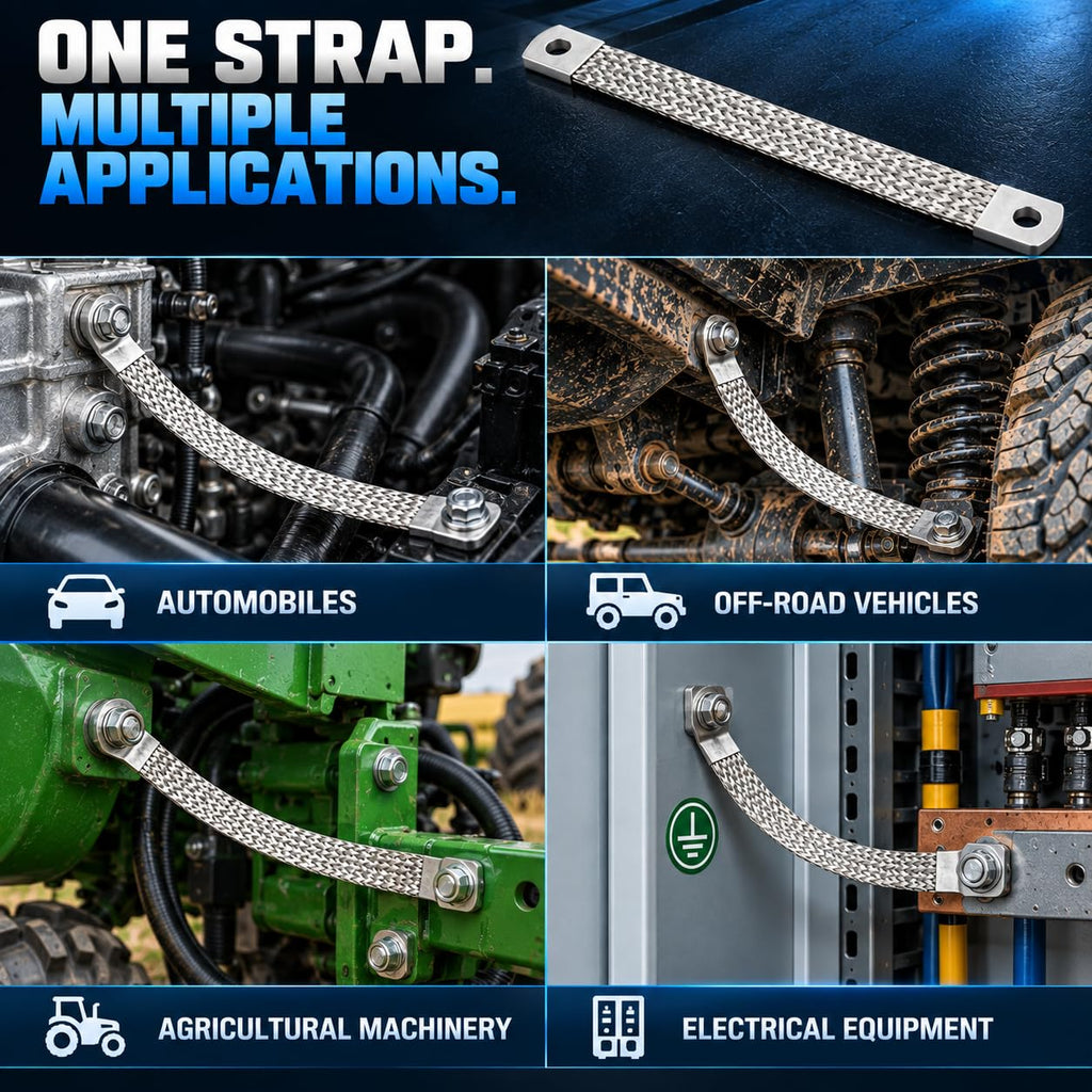 Ground Straps, 1PCS 12 Inch Tin-Plated Copper Braided Engine Ground Strap