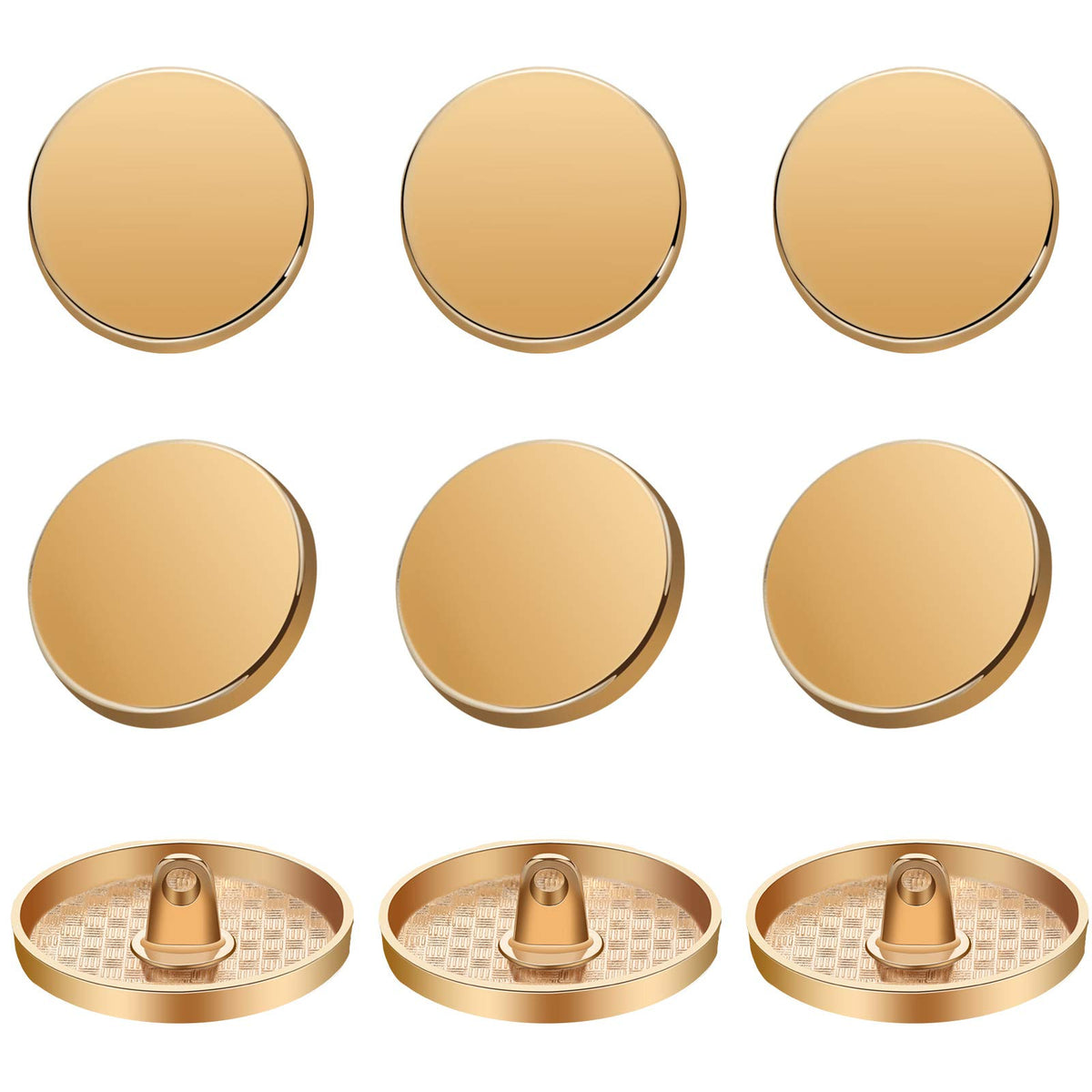 30 Pcs Metal Shank Buttons Round Flat Gold Sewing,25 mm,Gold