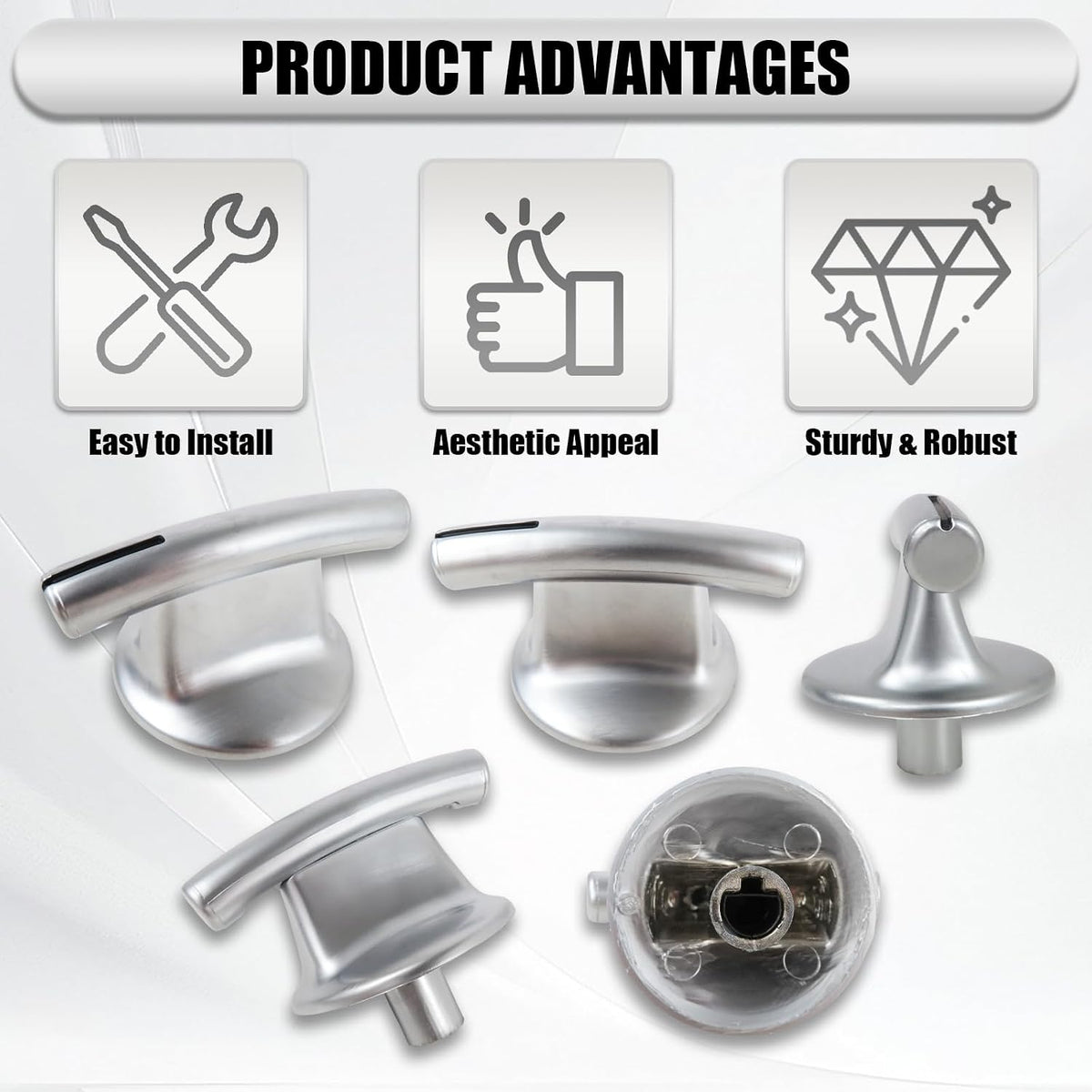 5pcs Jaclech 74007918 Burner Knobs, Stove Burner Control Knobs Cooktop Range Knobs Compatible with Jenn Air Replaces KIP 5D02 KIP 5002 74007918 7737P245-60 WP7737P245-60VP