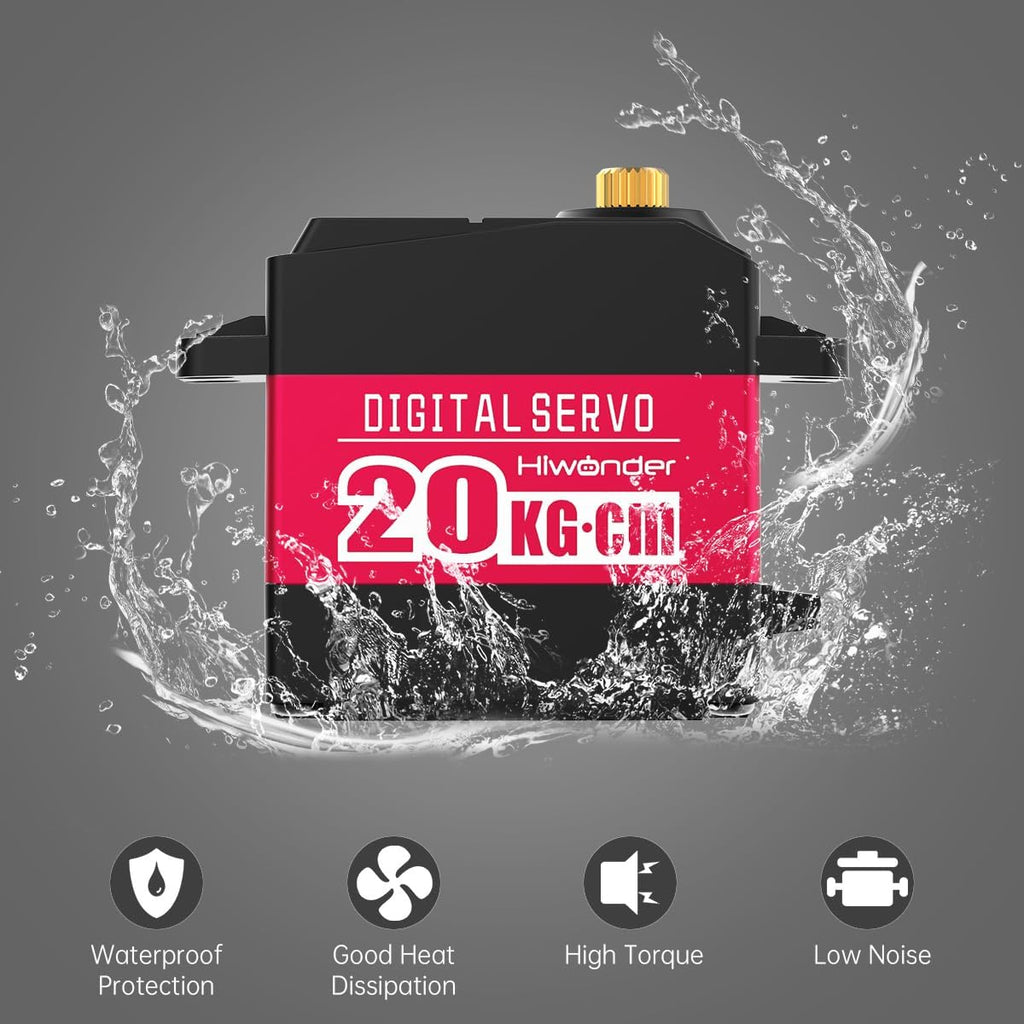 Hiwonder 20KG High Torque Digital Servo Motor Full Metal Gear, Waterproof Servp for RC Mode DIY,Control Angle 270°