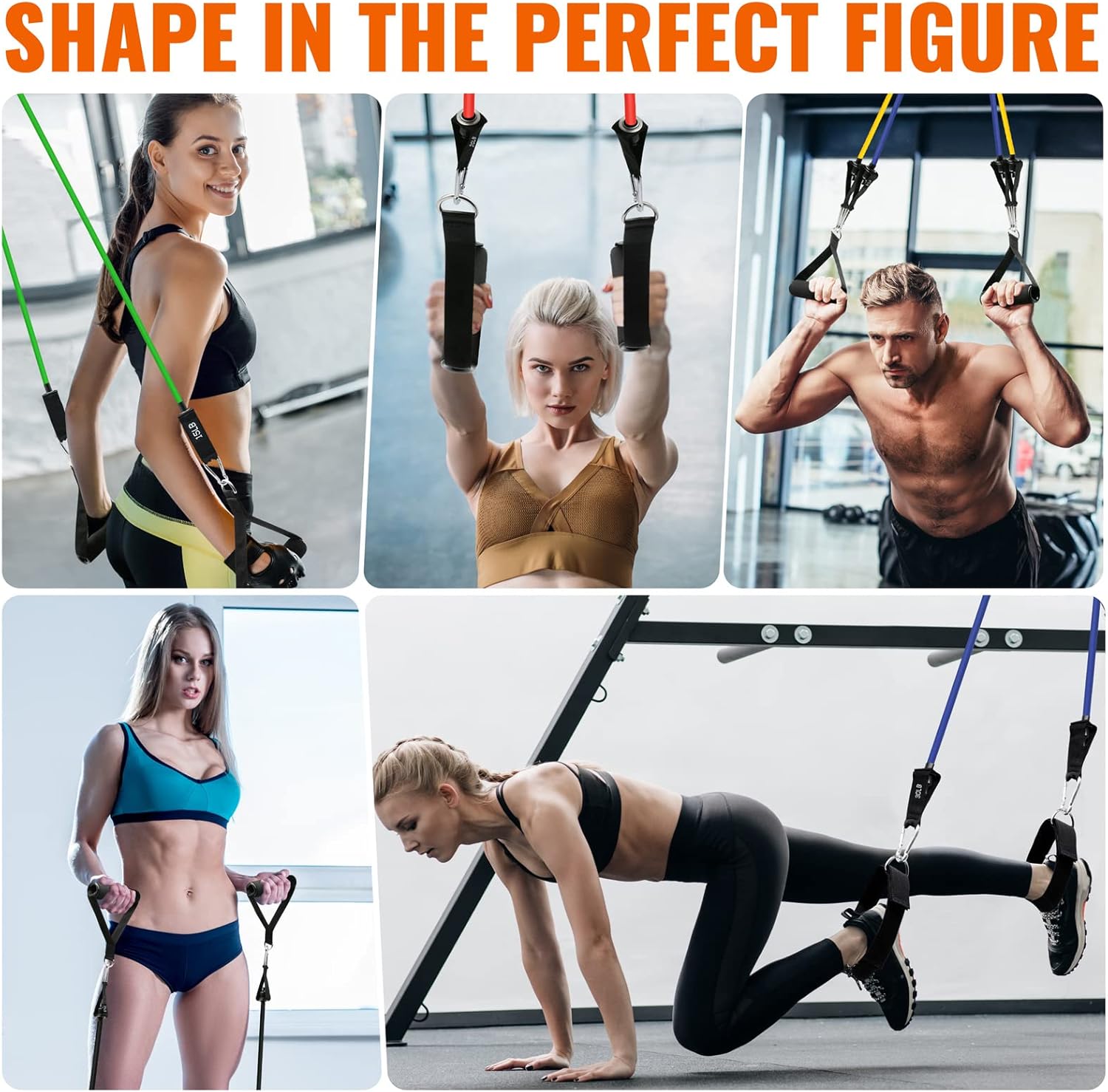 Resistance Bands for Working Out, Exercise Bands with Handles, Stretch Bands for Exercise, Workout Bands with Door