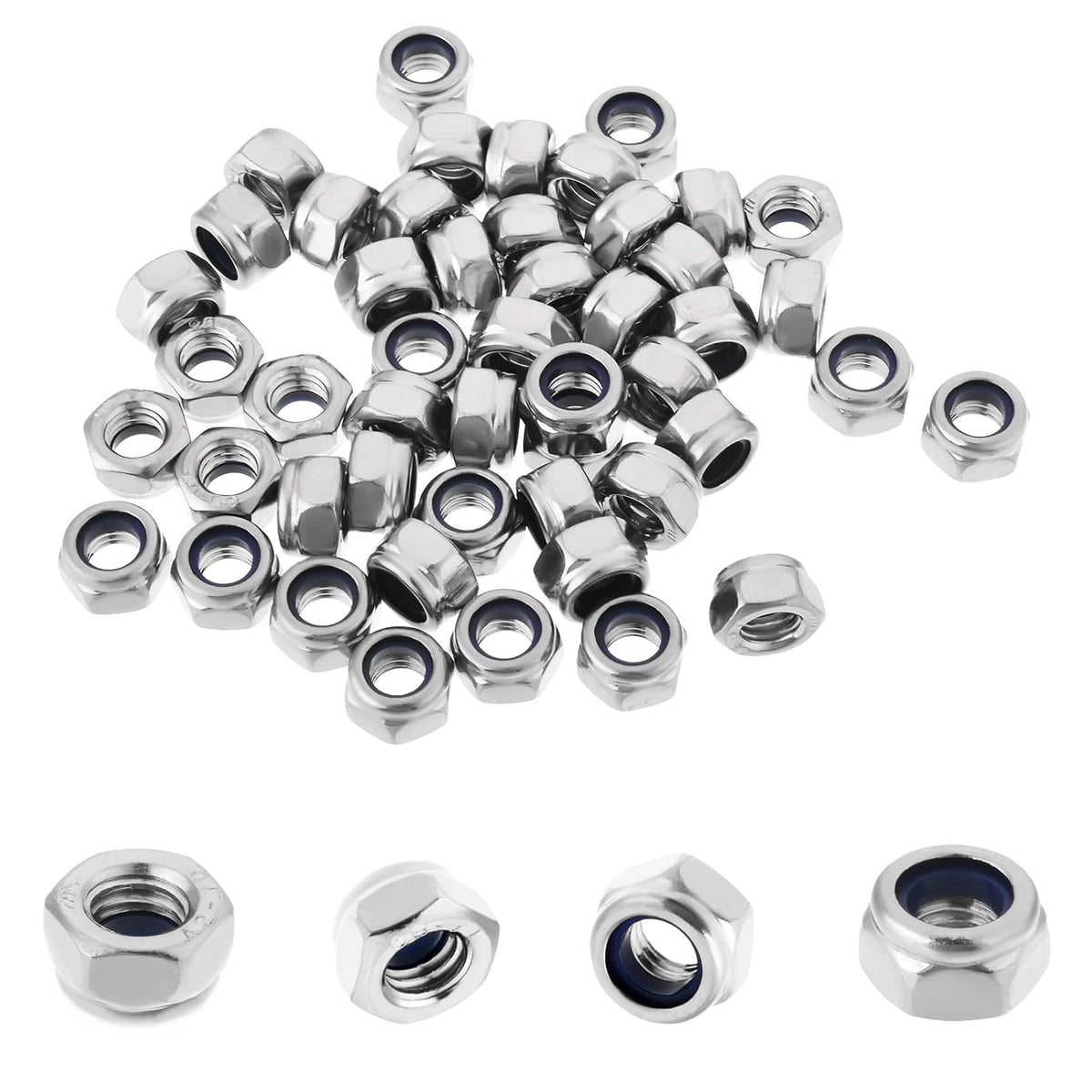 100PCS M5x0.8mm Locknuts Nylon Insert Nut for CNC Machine RC Cars