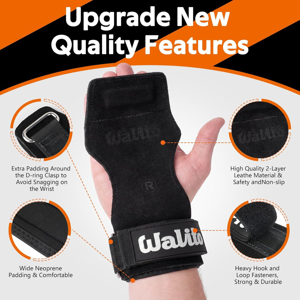 Weight Lifting Wrist Strap，Double Layer Leather Wrist Wraps with Neoprene Padding for Weightlifting & Deadlifts –