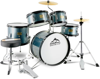 5 Piece 16" Junior Drum Sets for Younth Drummer Beginner,Gray | Drum Set for 7-12 Years Old with