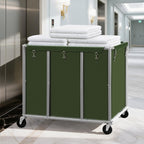 Commercial Laundry Cart with Lockable Wheels, Large 420L Industrial Rolling Laundry Hamper with Steel Frame