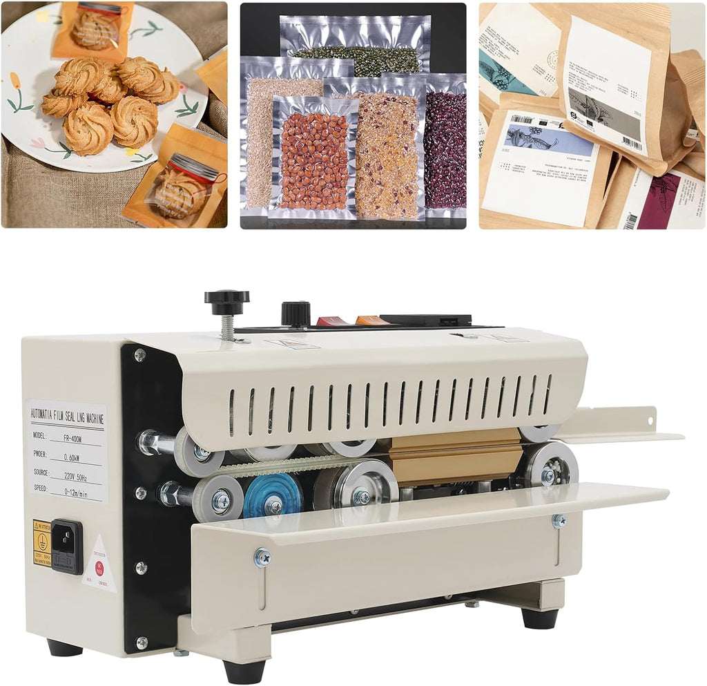Automatic Continuous Band Sealer, 600W Horizontal Bag Sealing Machine with Digital Temperature Control & LED Display