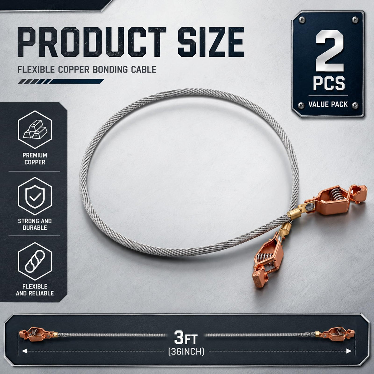 ElaraBerry 2 Pack 3 ft Flexible Bonding Wire with 2 Alligator Clips