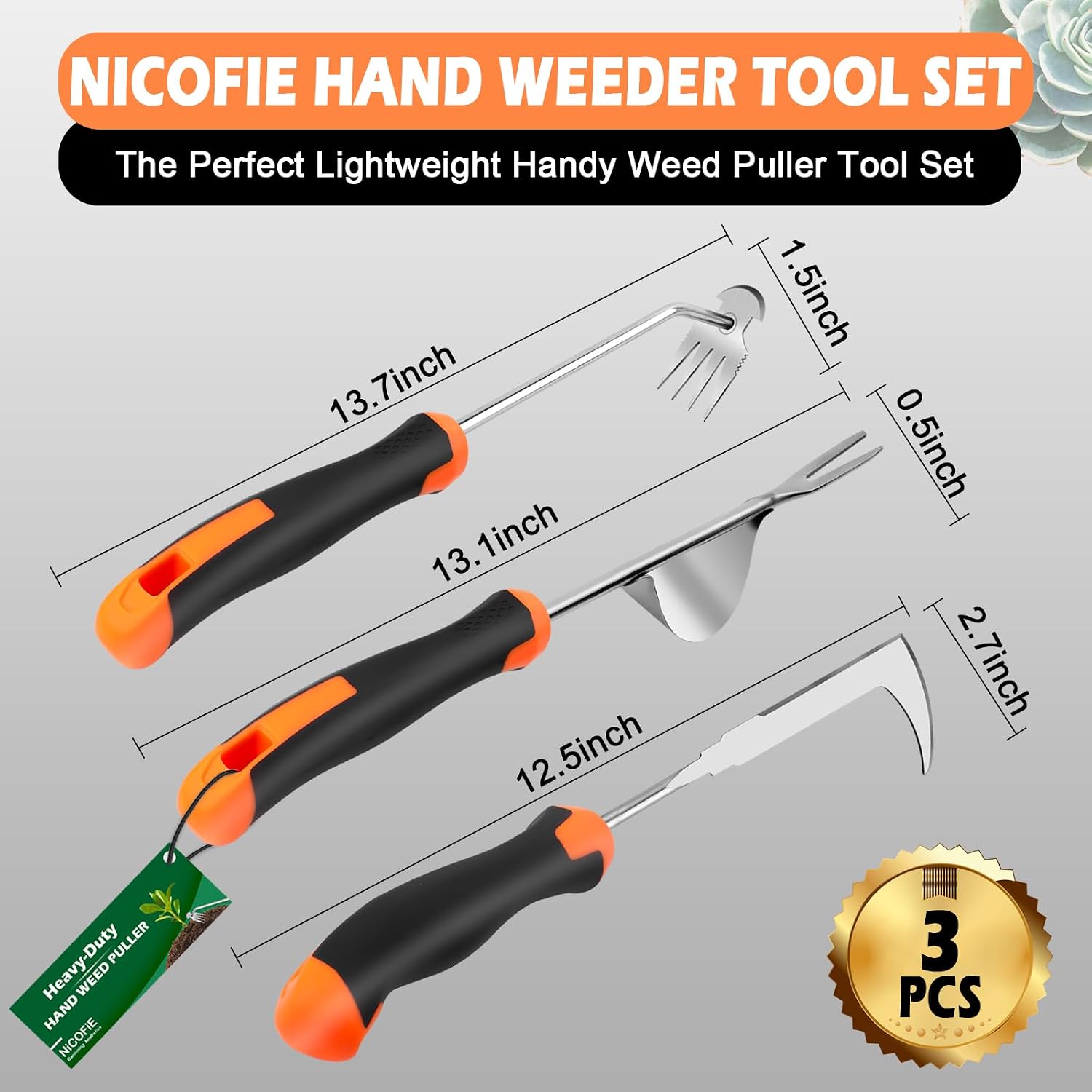 2026 Hand Weeder Tool, Rubber Handle Manual Weeder Puller Tool, Uprooting Weeding Tools, Crack Weeder Crevice, 4