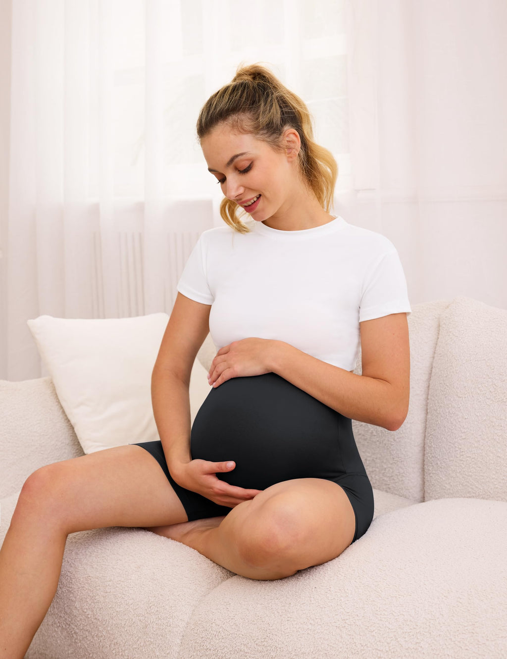Creamlush Maternity Biker Shorts Over the Belly Pregnancy Shorts