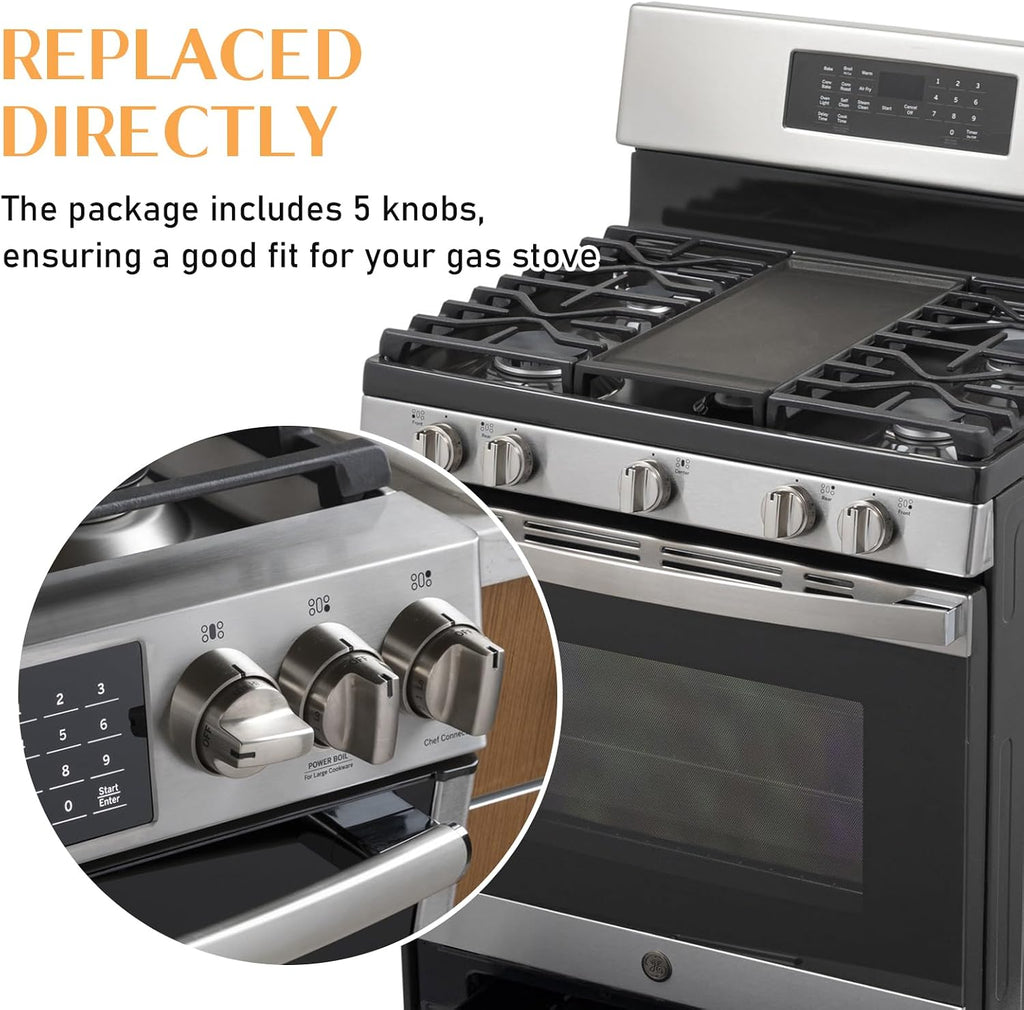 5Pcs WB03X24818 Gas Stove Knobs Replacement for GE Range Cooktop Oven, Surface Burner Control Knobs Compatible with