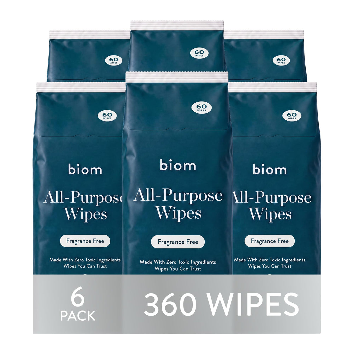 All Purpose Cleaning Wipes, Fragrance Free, 60ct, 6-Pack, 8" Refill
