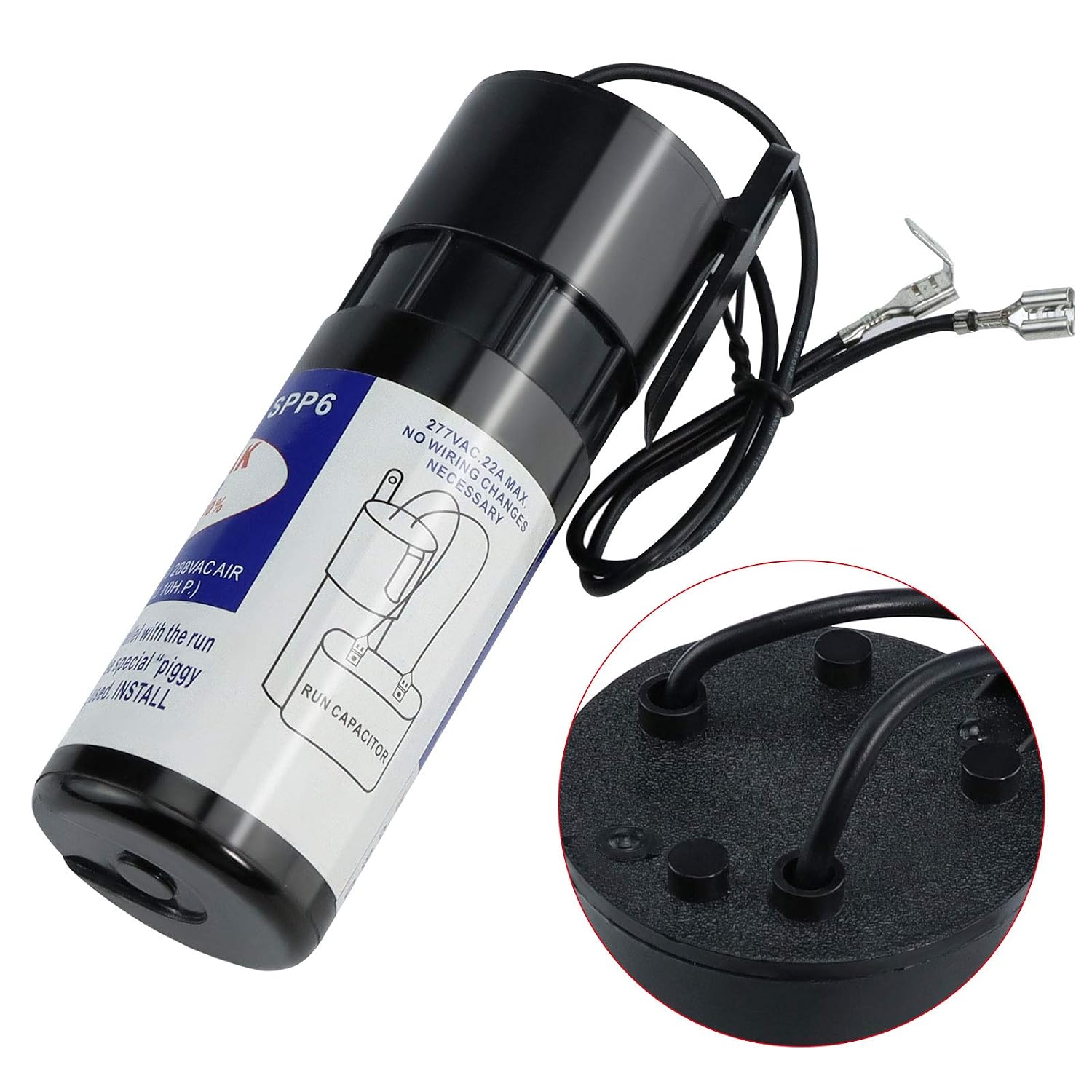 SPP6 Hard Start Capacitor Replacement 115V-288VAC | Air Conditioner Units 4,000-120,000 BTU, 1/2 Thru 10 H.P.