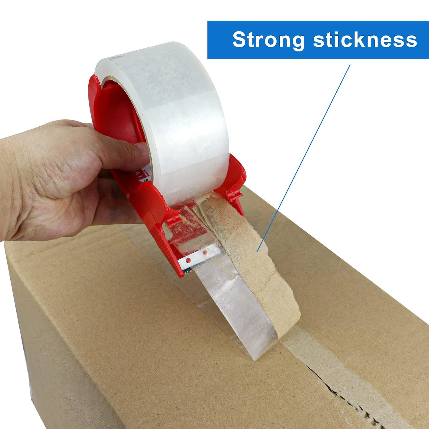 Heavy Duty Transparent Packing Tape,6 Rolls with Refillable Dispenser,Industrial Grade Packaging Tape for Shipping
