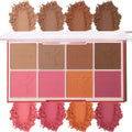 8 Colors Face Matte Blush Palette Shading Blusher - Buildable Facial Cheek Blusher Contour Bronzing Pressed Powder